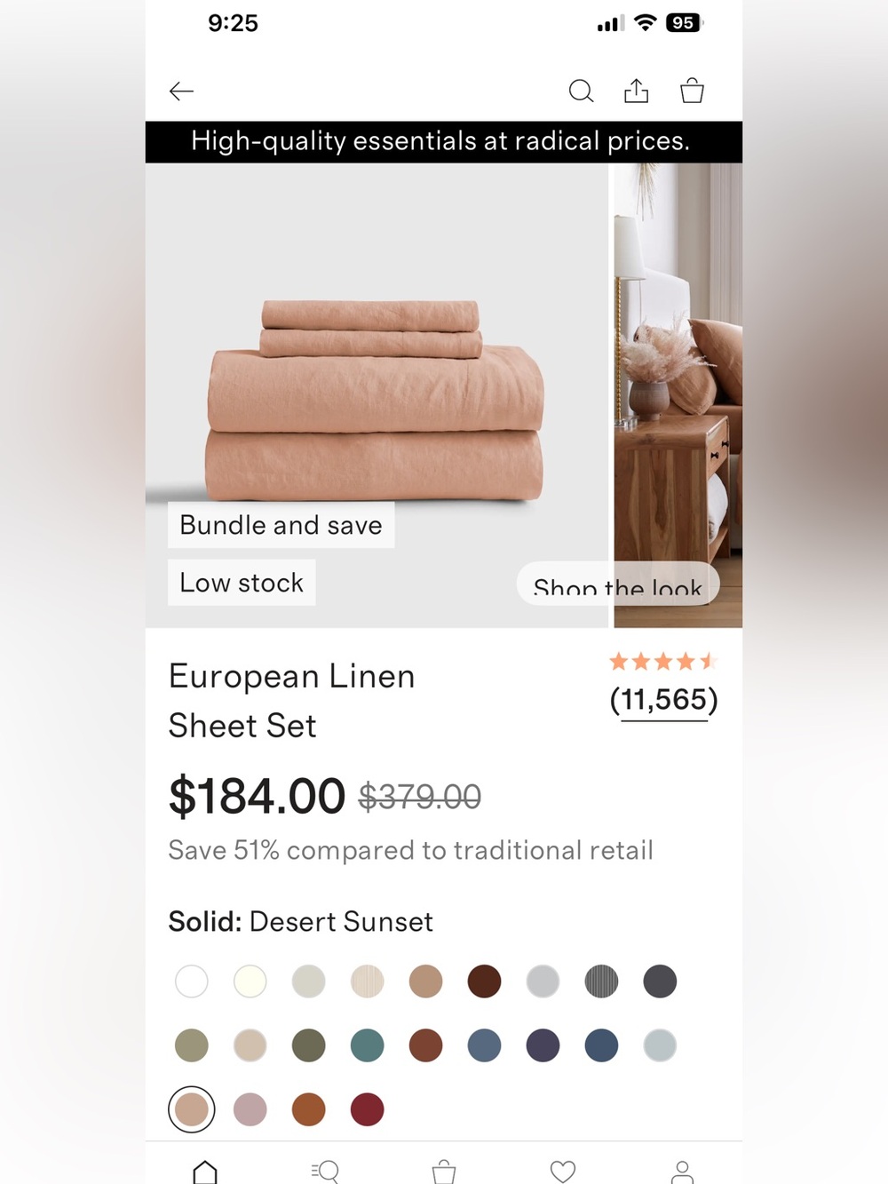 Quince European Linen Queen Sheet Set